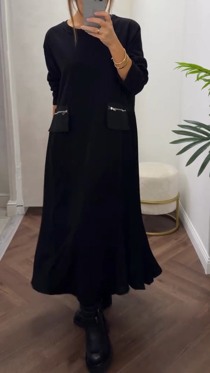 Celestine - Pleated Round-Neck Dress