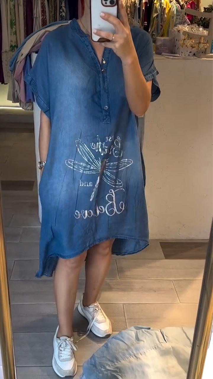 Amandine - Buttoned Denim Dress