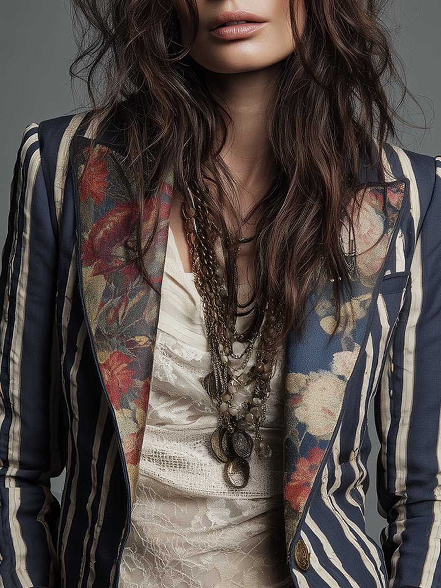 Avenorix - Bohemian Floral Blazer
