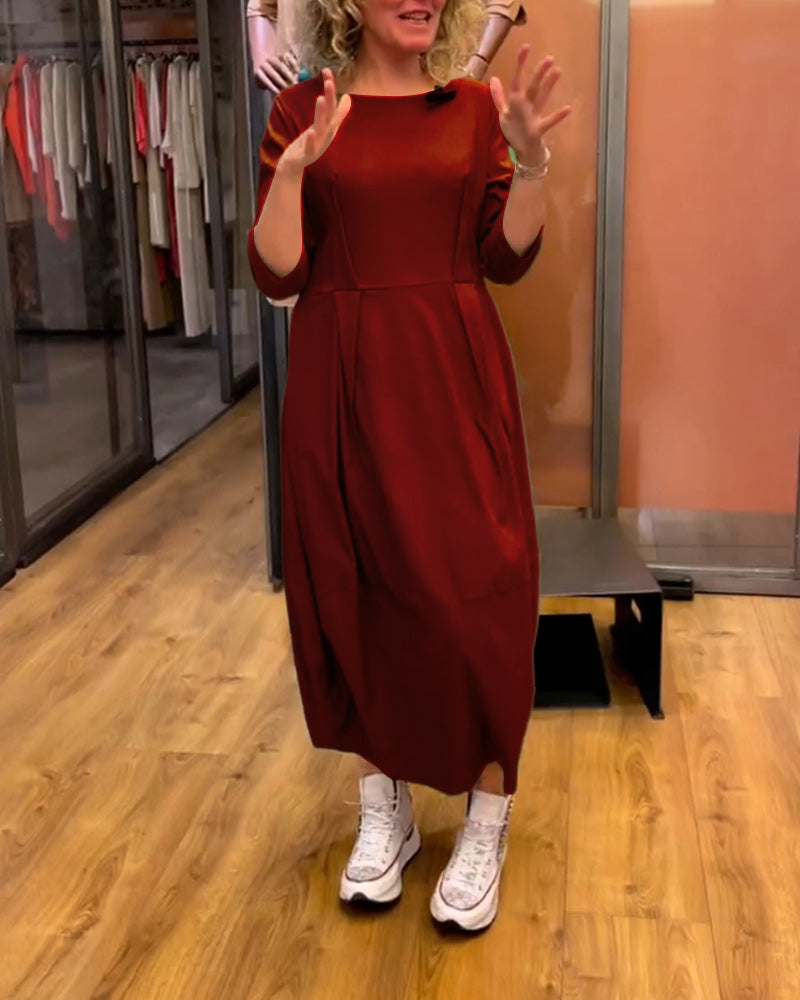 Berenice - 3/4-Sleeve Round-Neck Dress