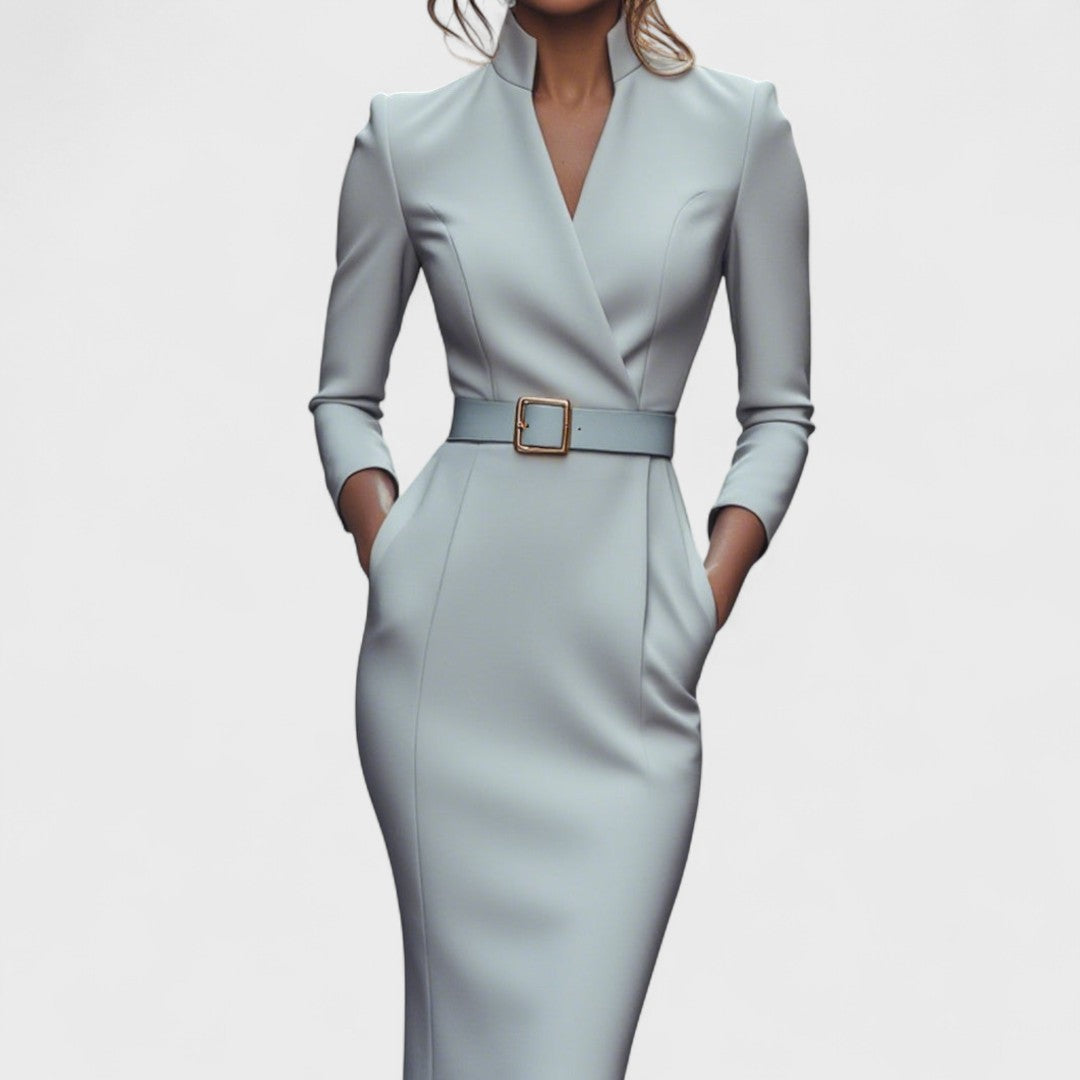 Juliette - Belted Mandarin-Collar Dress