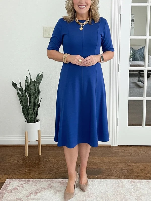 Lorraine - Flared Round-Neck Midi Dress