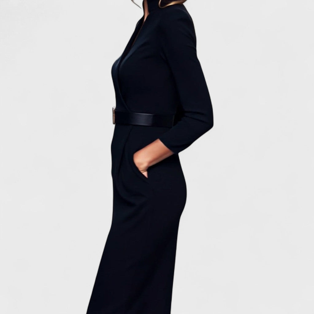 Juliette - Belted Mandarin-Collar Dress