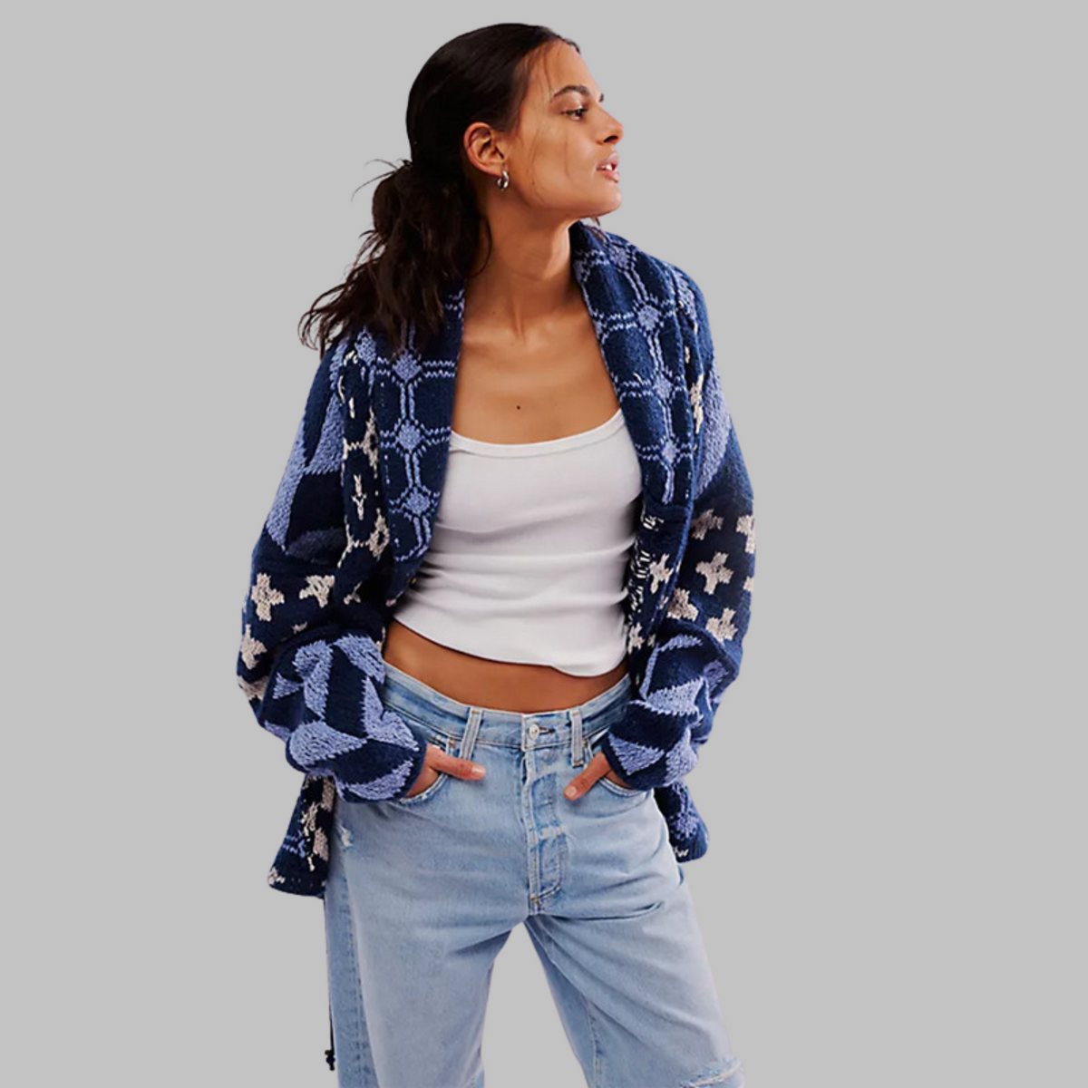 PORTIA™ | Vintage Button Down Collar Long Sleeve Oversized Cardigan