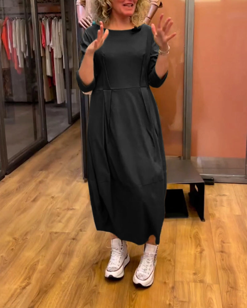 Berenice - 3/4-Sleeve Round-Neck Dress