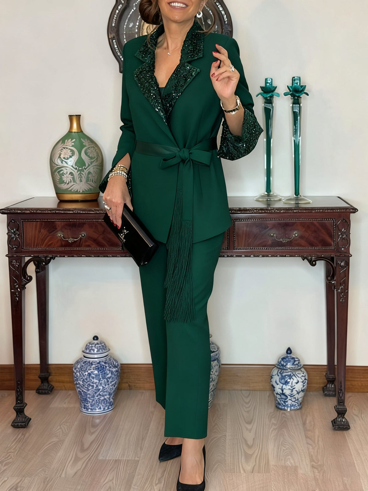 Dorinelle - Sequin Blazer & Trousers Set