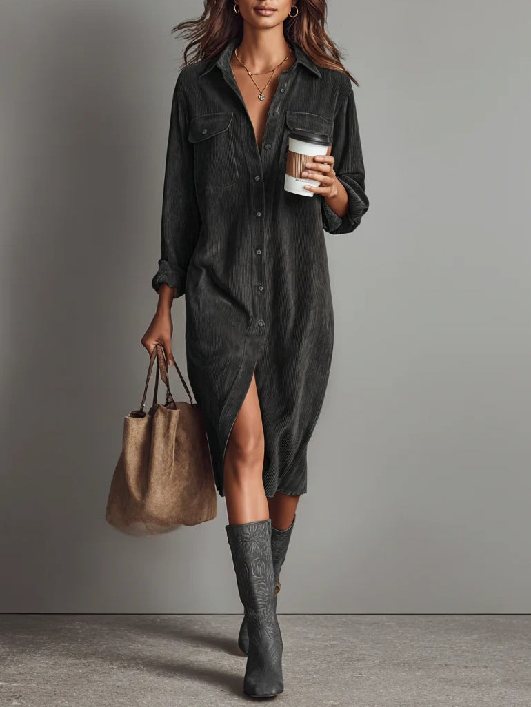 Margaux - Corduroy Midi Dress