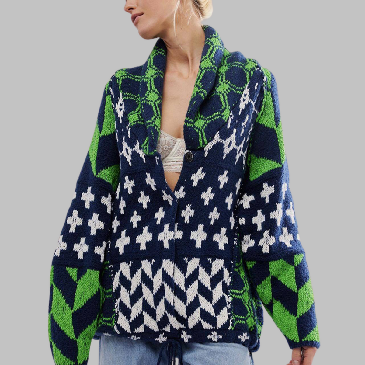 PORTIA™ | Vintage Button Down Collar Long Sleeve Oversized Cardigan
