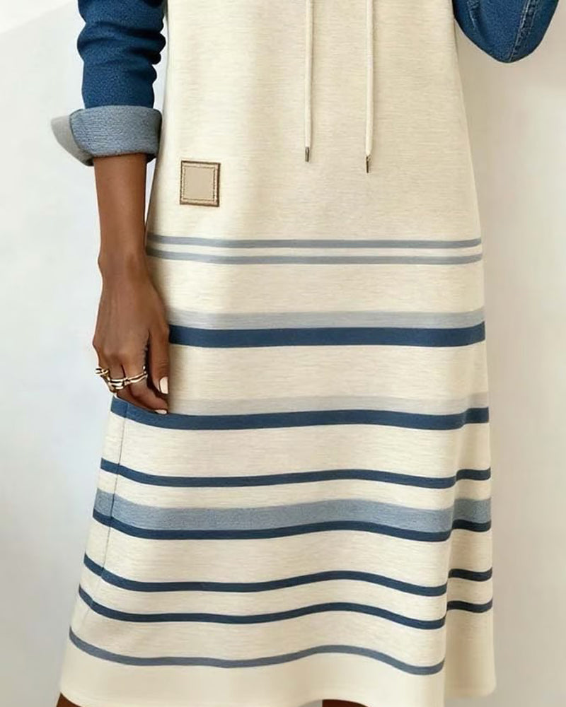 Ceralyn - Hooded Patchwork Dress