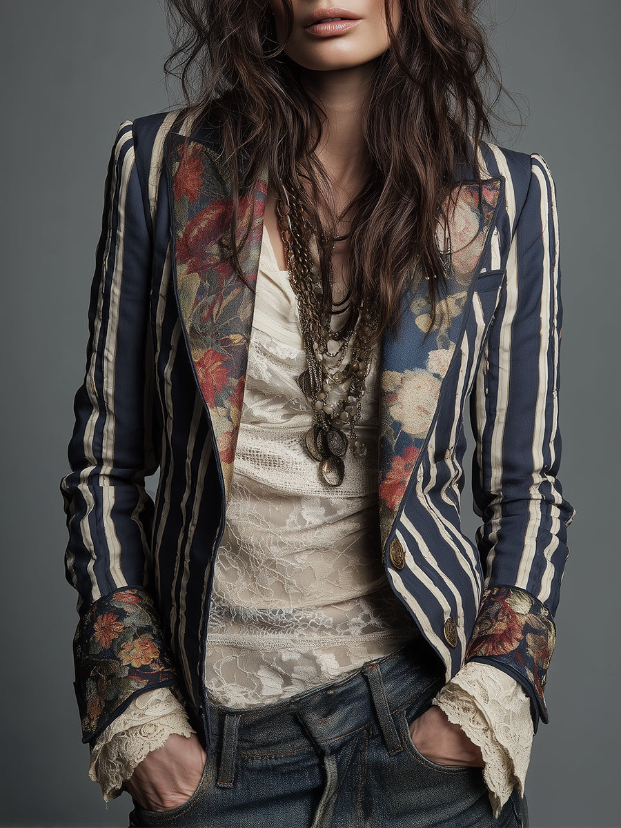 Avenorix - Bohemian Floral Blazer