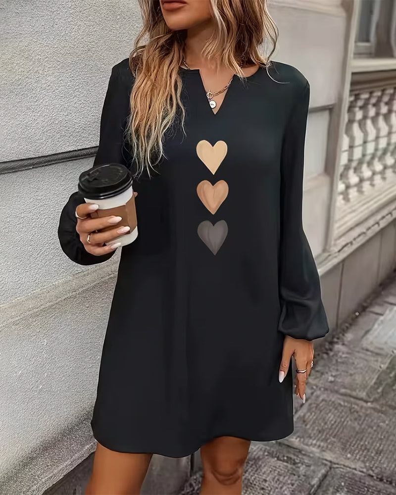 Adele - Heart-Print Shift Dress