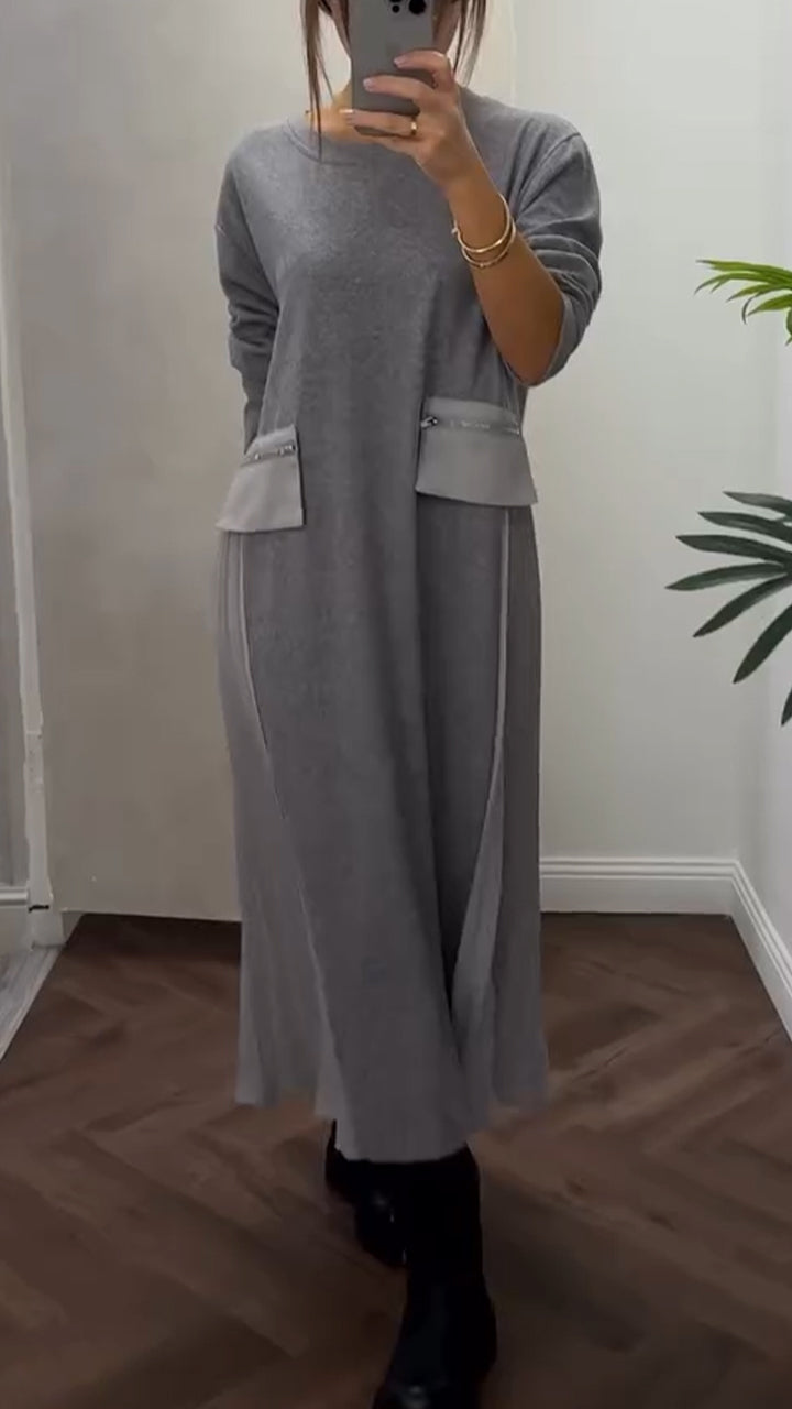 Celestine - Pleated Round-Neck Dress