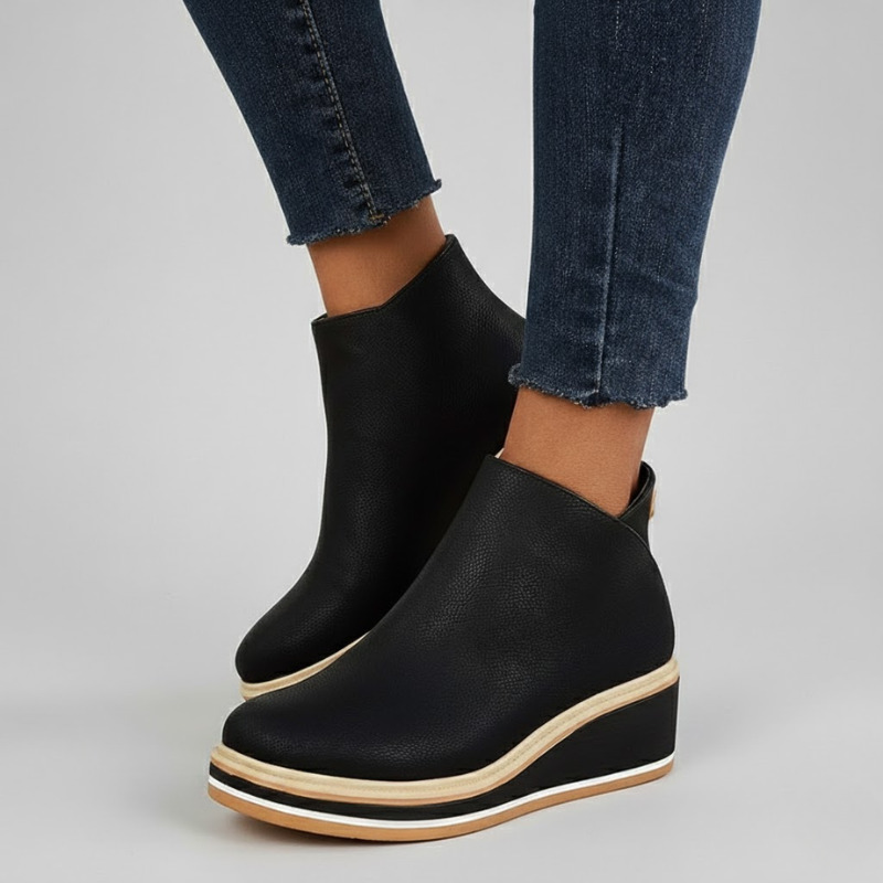Lorelei - Orthopedic Leather Wedge Boots