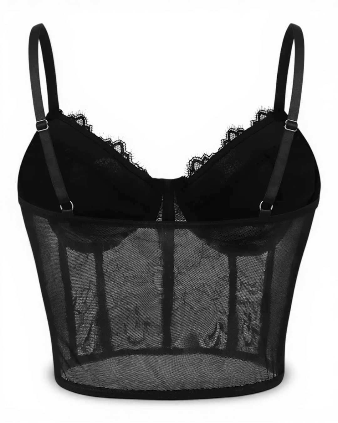 Black Sheer Mesh Corset Top