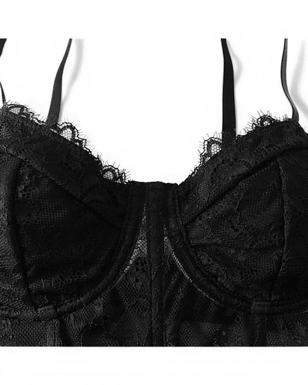 Black Sheer Mesh Corset Top