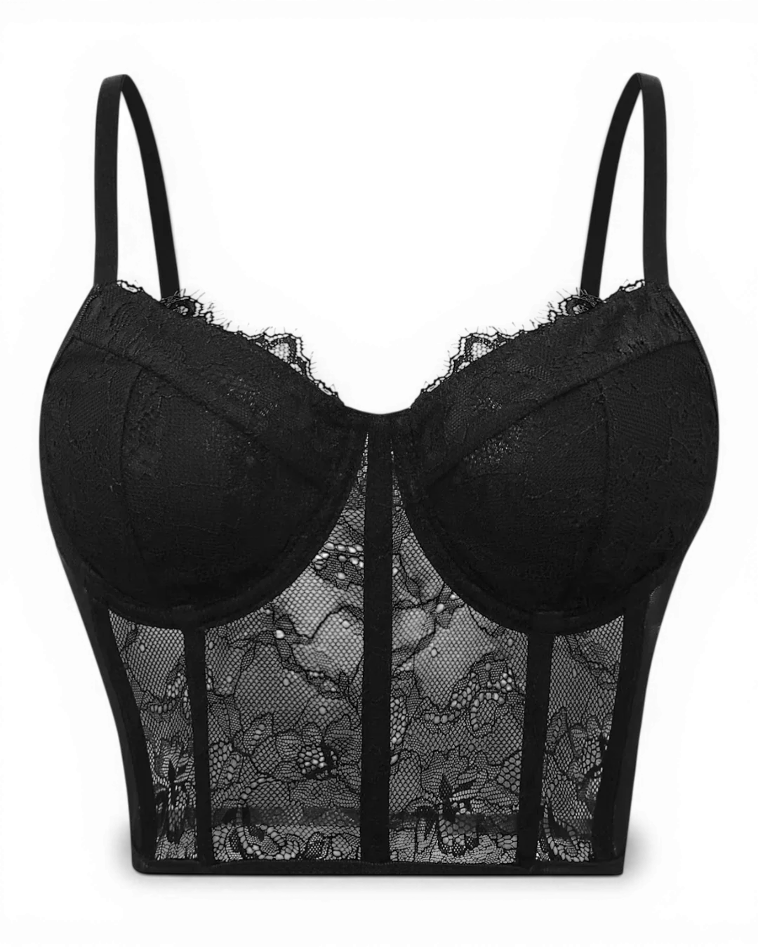 Black Sheer Mesh Corset Top