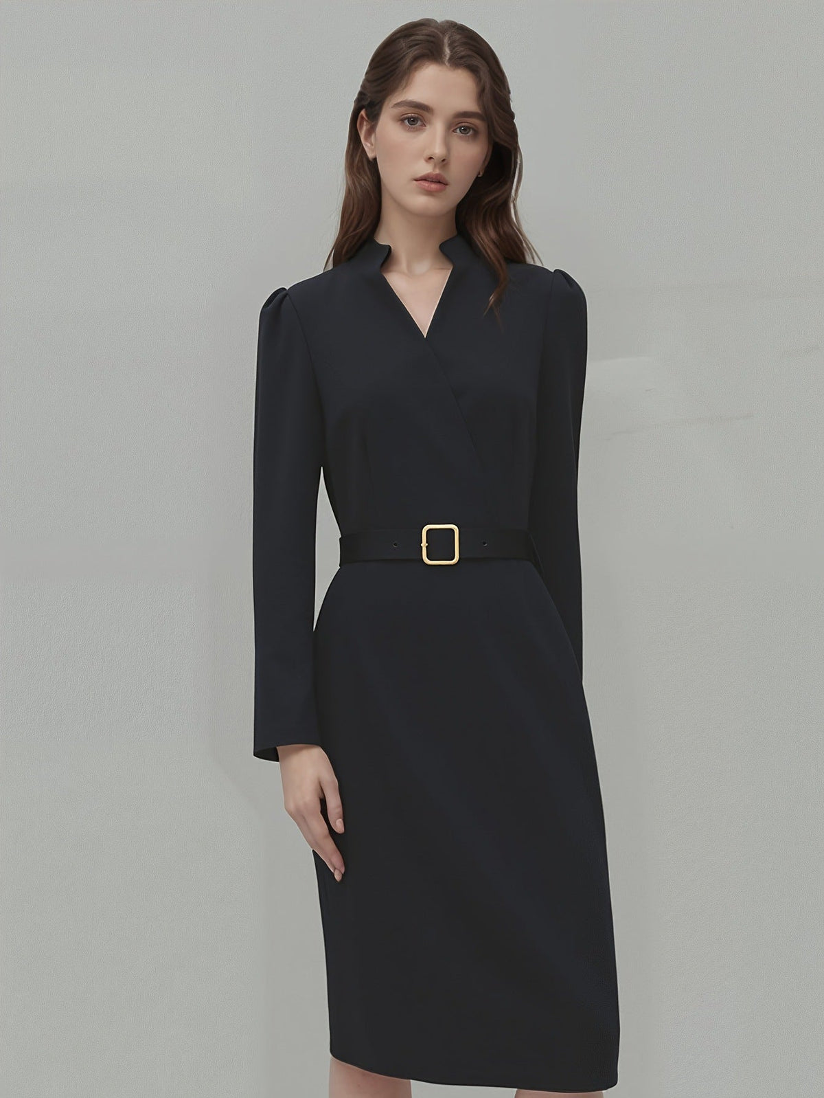 Roxane - Belted Cross-Neck Midi Dress