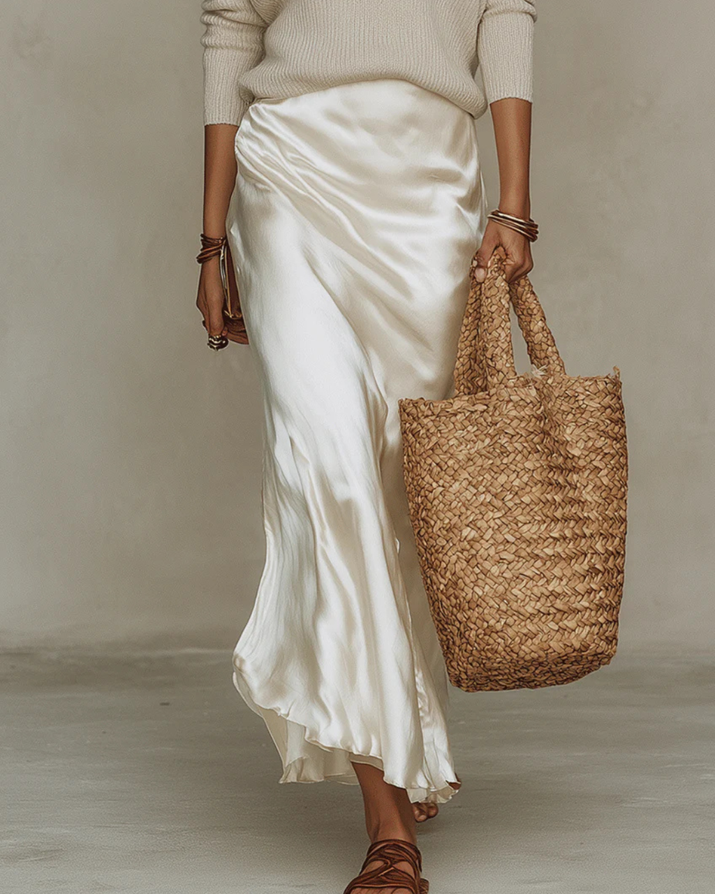 Odette - Satin Dress & Sweater Set