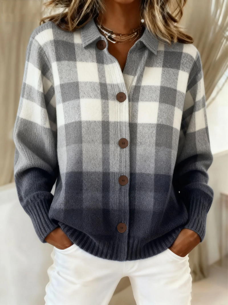 Agnes - Ombre Plaid Cardigan