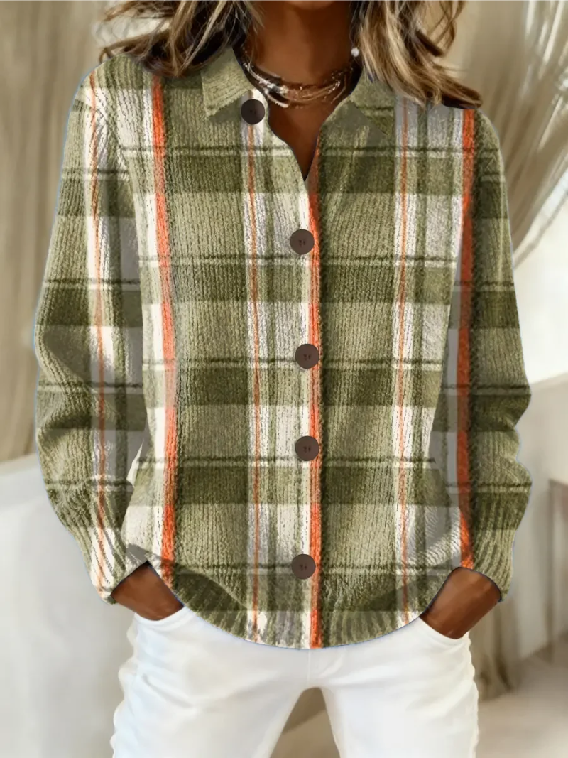 Hazel - Olive Plaid Cardigan