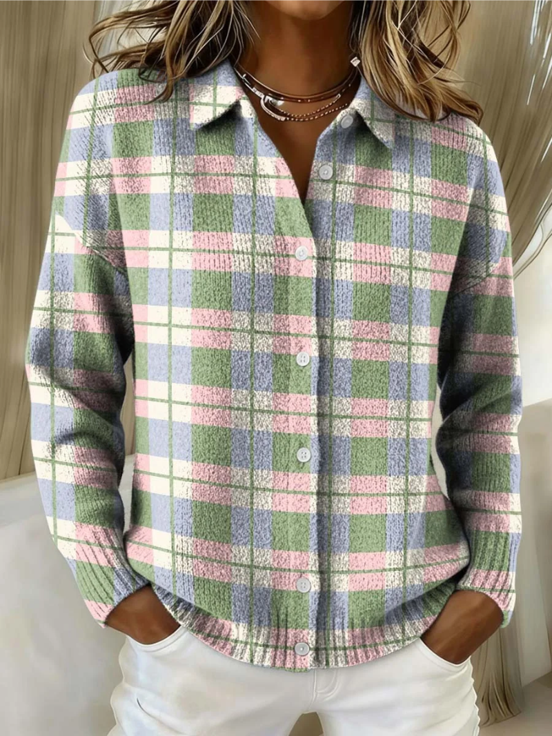 Margot - Pastel Plaid Cardigan