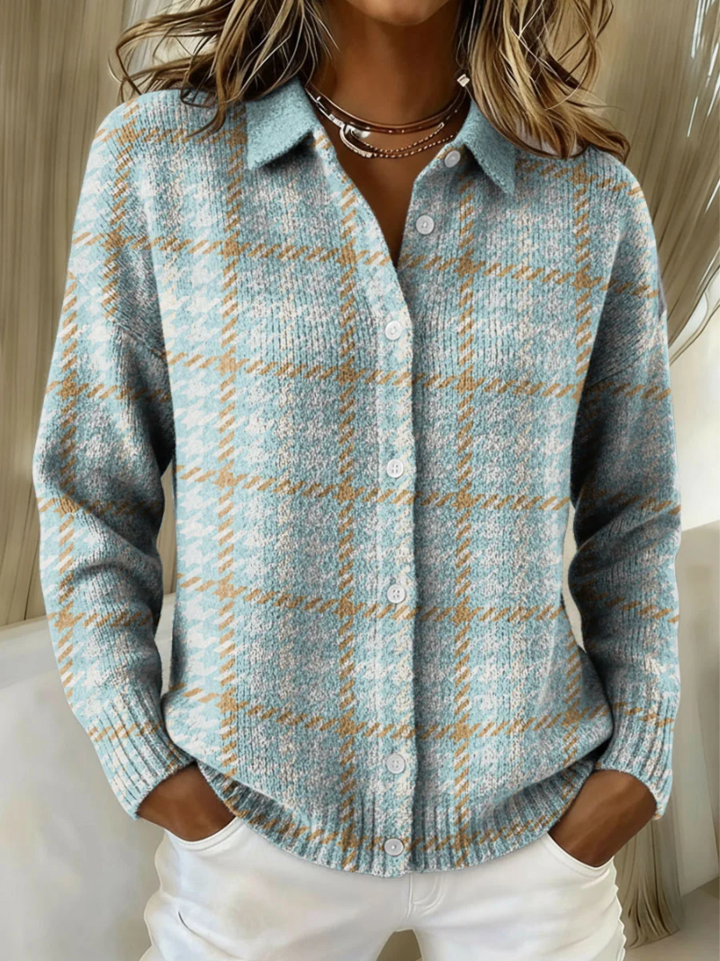 Clara - Sky Plaid Cardigan