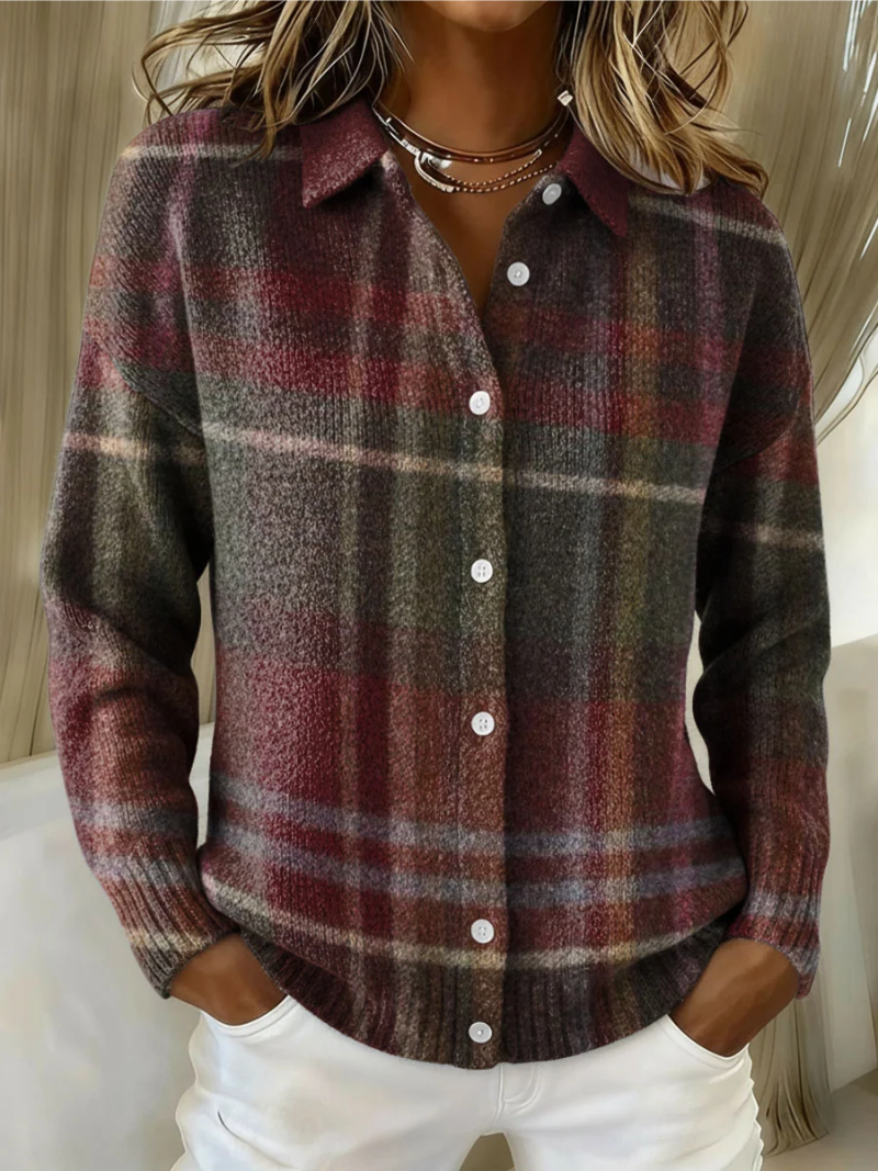 Eleanor - Plaid Knit Cardigan