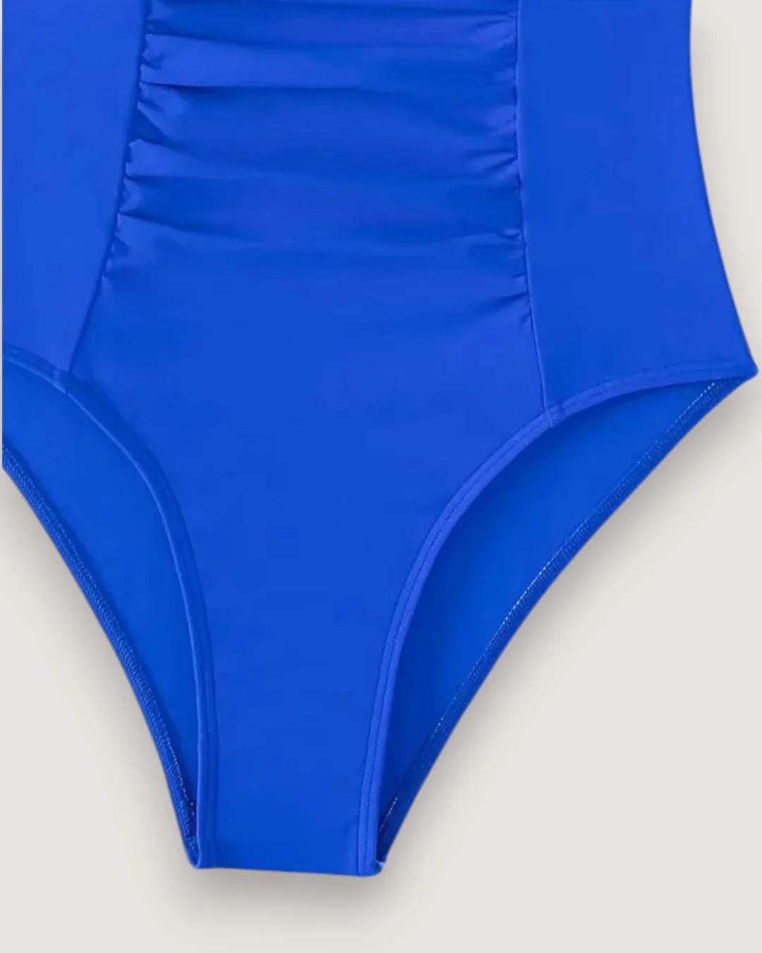 Pleated V-Neck High-Cut Swimsuit