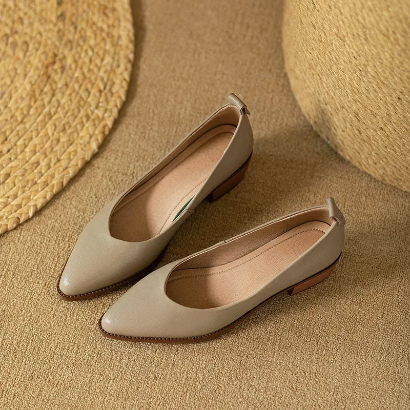Harriet - Block Heel Pumps Pointed Toe Slip On Work Shoes