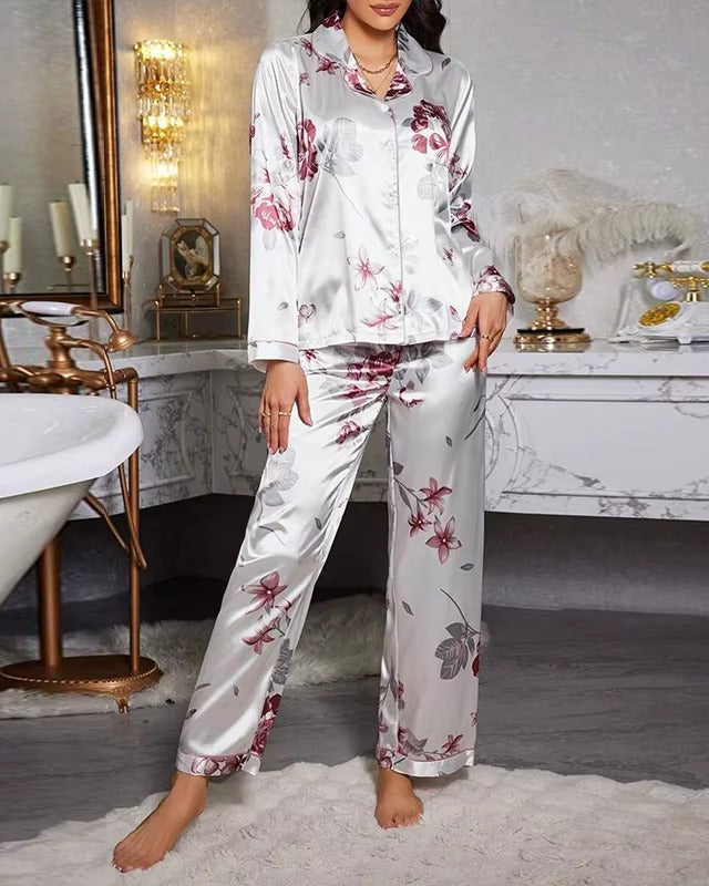Floral Silk-Touch Satin Pyjama Set