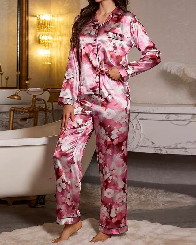 Floral Silk-Touch Satin Pyjama Set