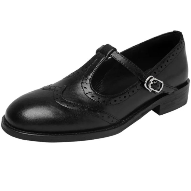 Vivian - T-Strap Mary Jane Shoes Low Block Heel Buckle