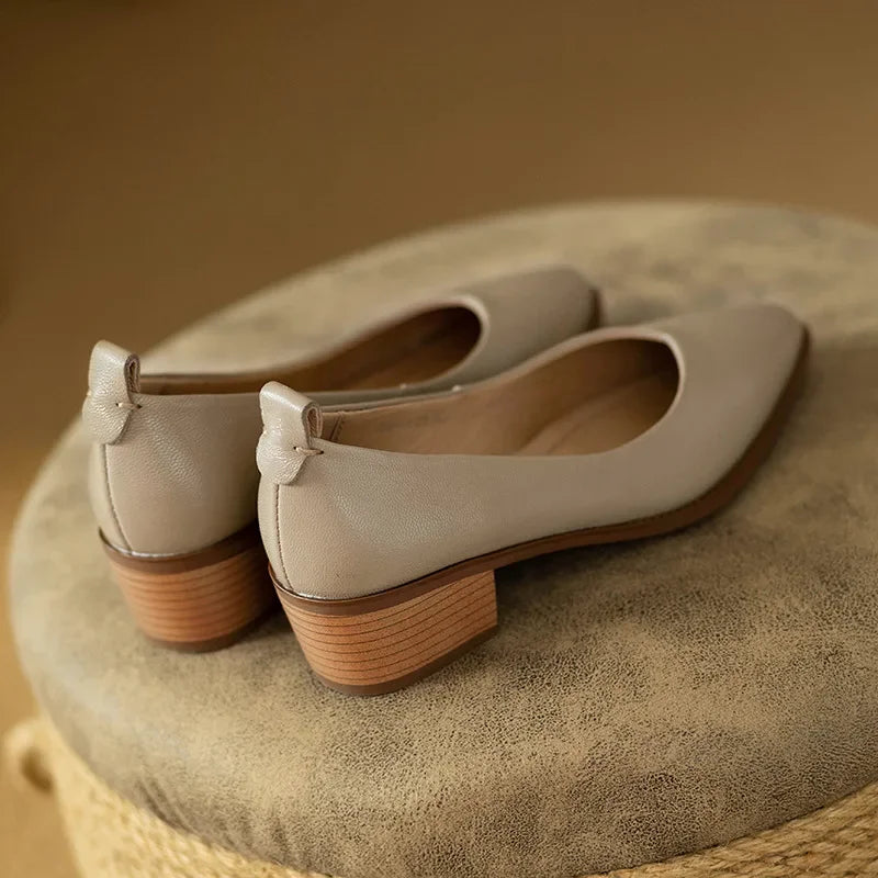 Harriet - Block Heel Pumps Pointed Toe Slip On Work Shoes
