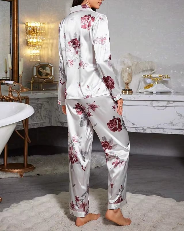 Floral Silk-Touch Satin Pyjama Set