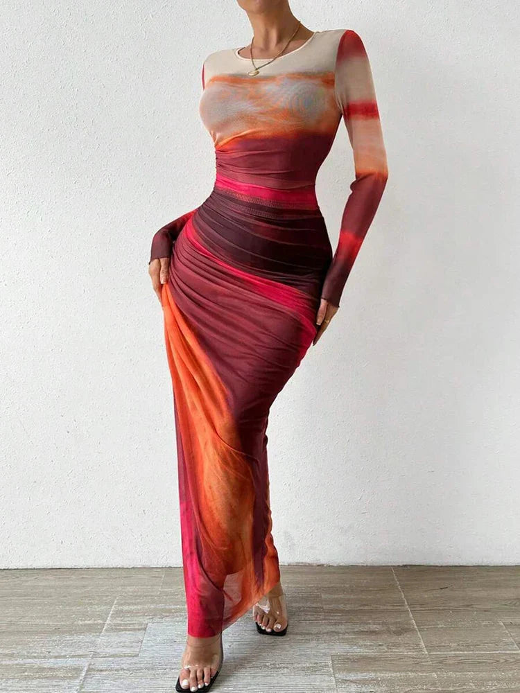 Capucine - Printed Fitted Maxi Dress