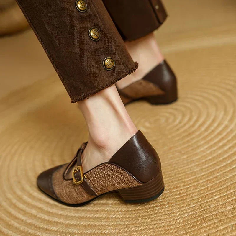 Cosima - Two-Tone T-Strap Mary Jane Shoes Vintage Low Heel