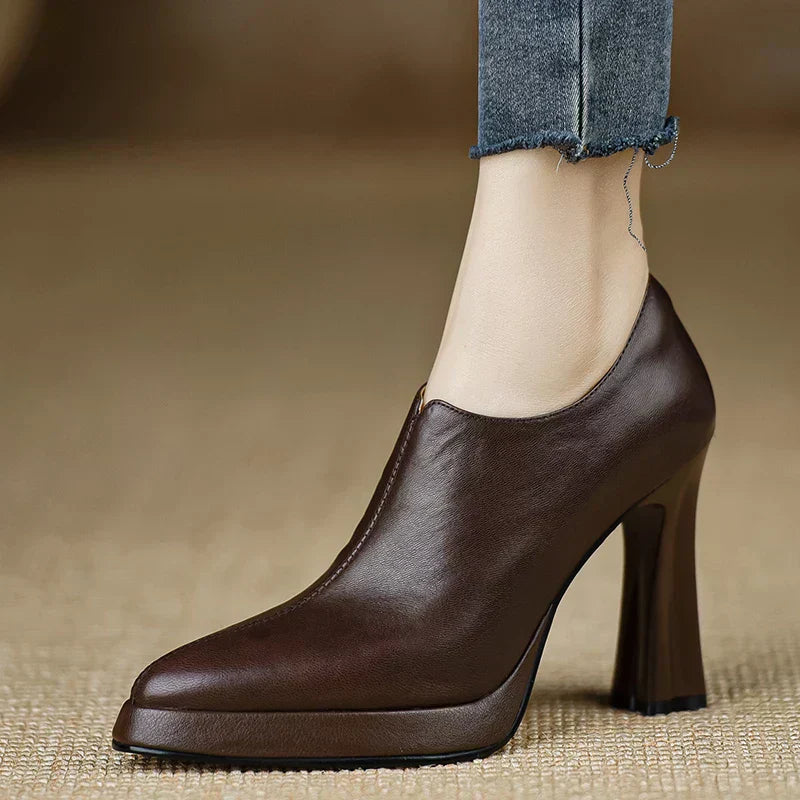 Giselle - High Heel Pumps Platform Block Heel Side Zipper