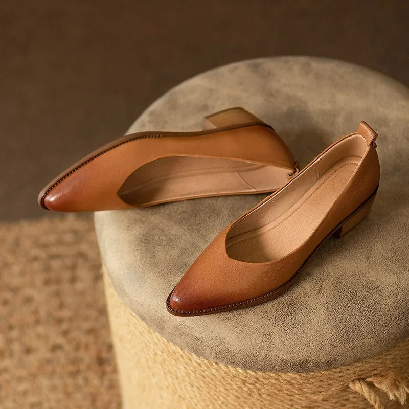Harriet - Block Heel Pumps Pointed Toe Slip On Work Shoes