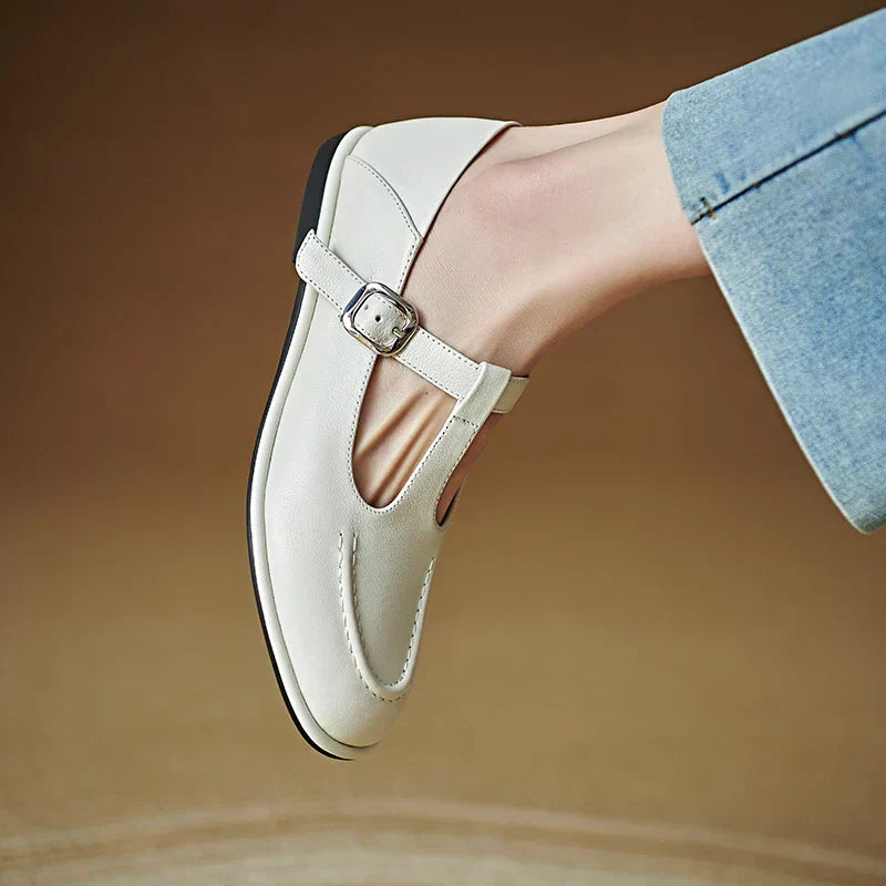 Petra - T-Strap Mary Jane Flats Round Toe Low Heel Pumps
