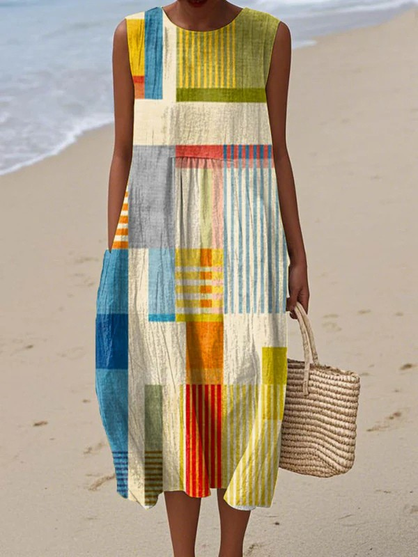 Sierra - Laid-Back Patchwork Midi Dress