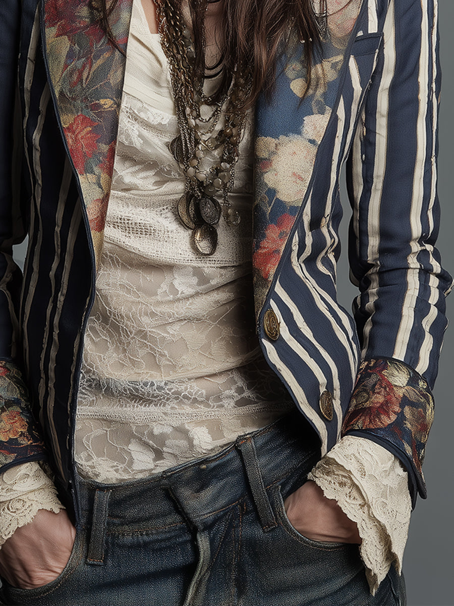 Avenorix - Bohemian Floral Blazer