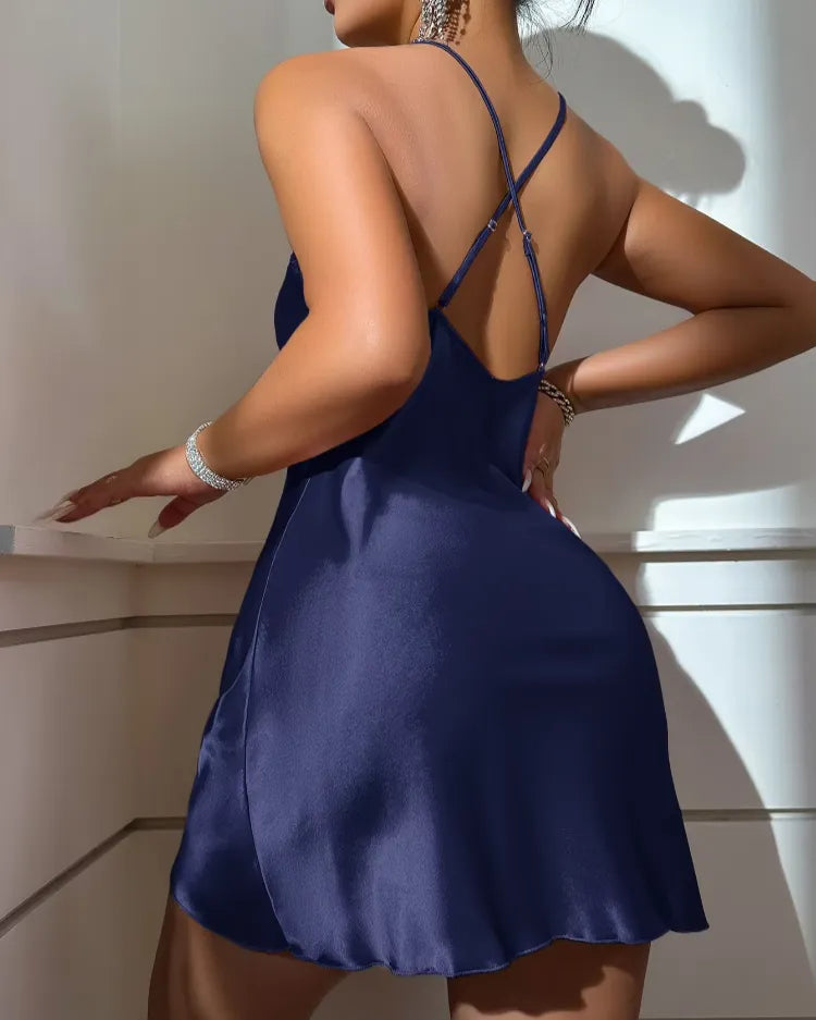 Backless Halter Mini Nightdress