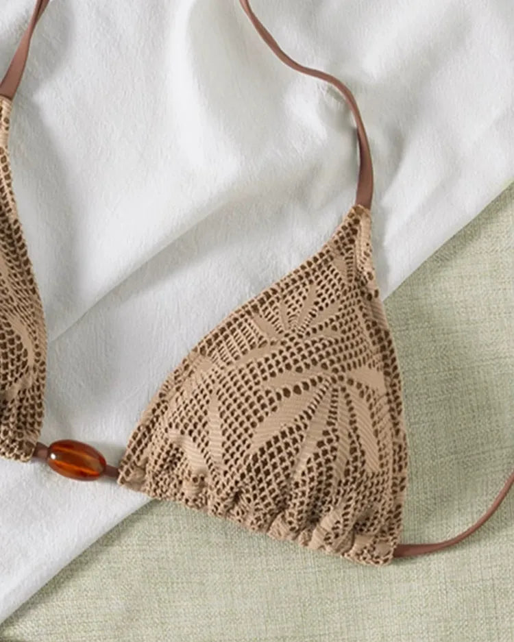 Beaded Textured String Bikini Set