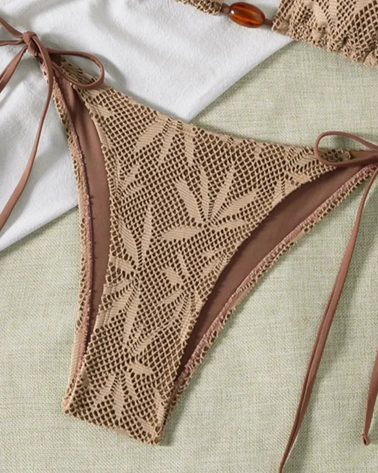 Beaded Textured String Bikini Set
