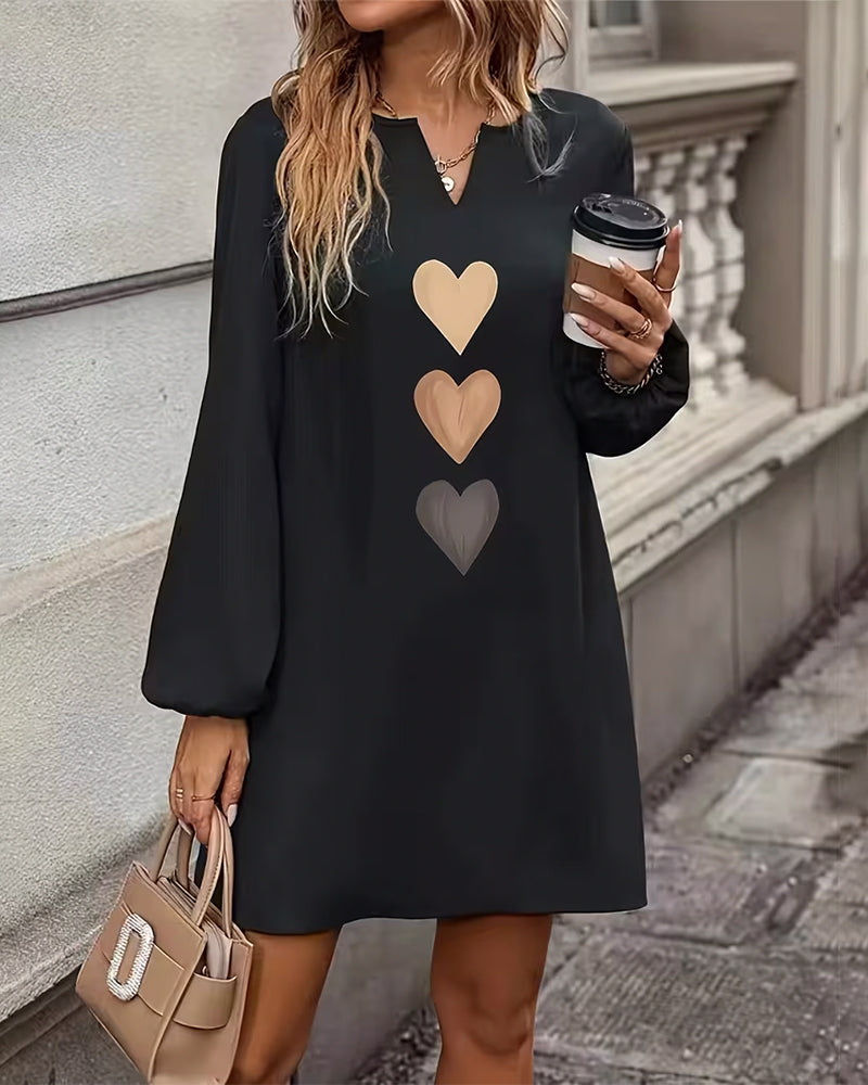 Adele - Heart-Print Shift Dress