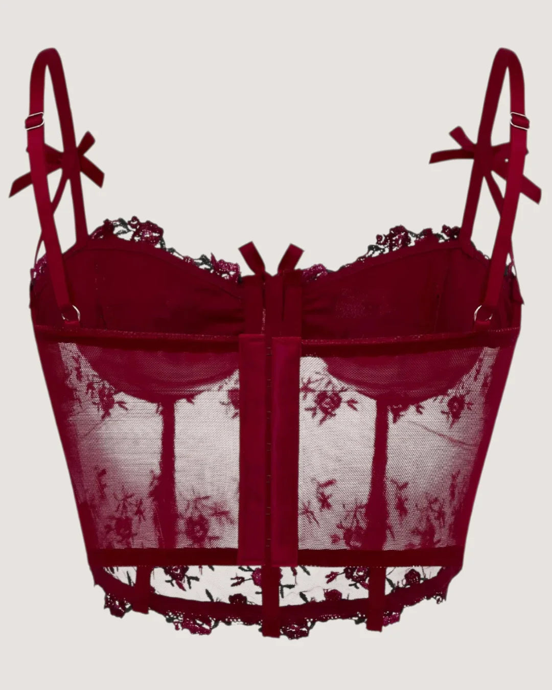 Embroidered Mesh Corset Top