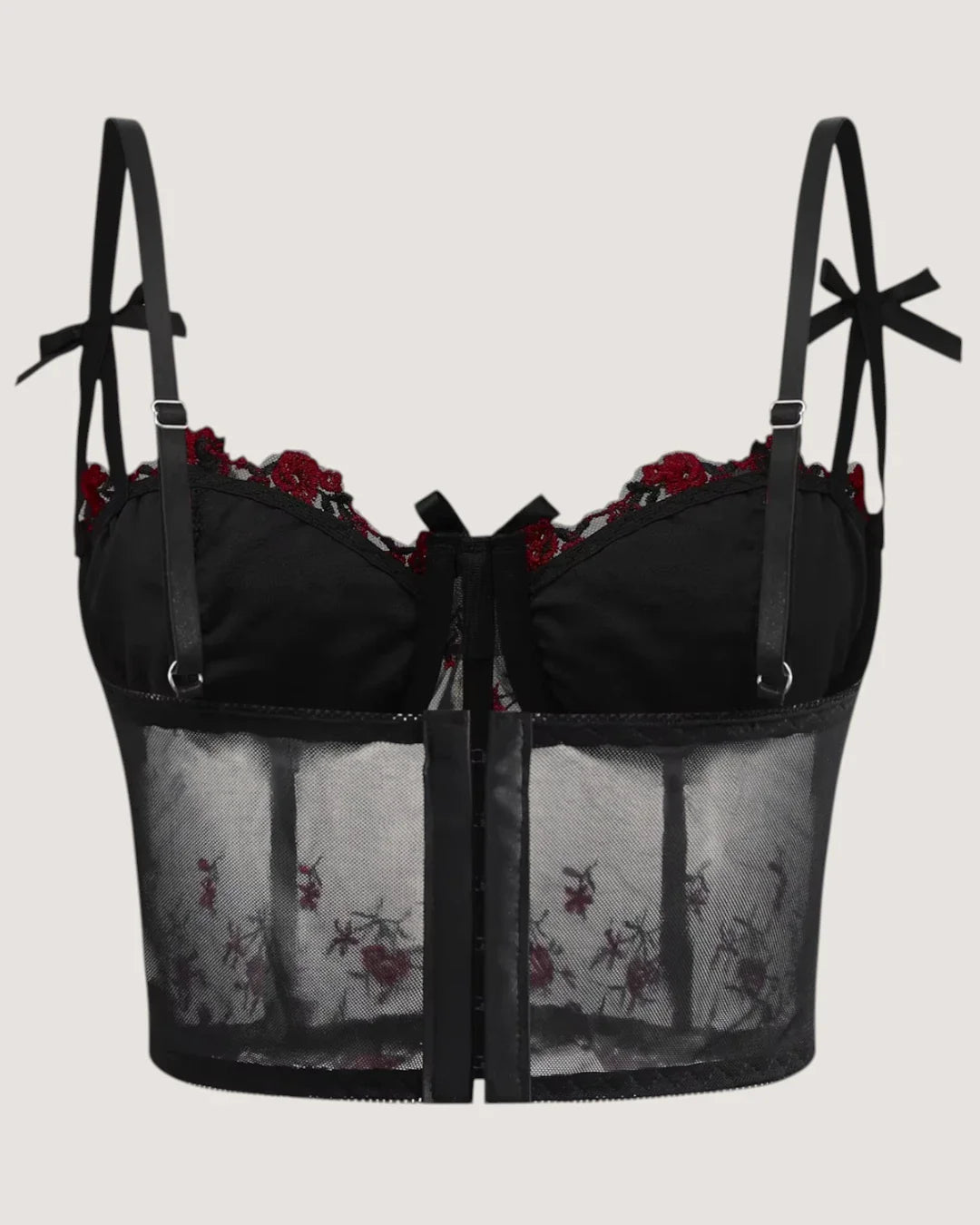Embroidered Mesh Corset Top