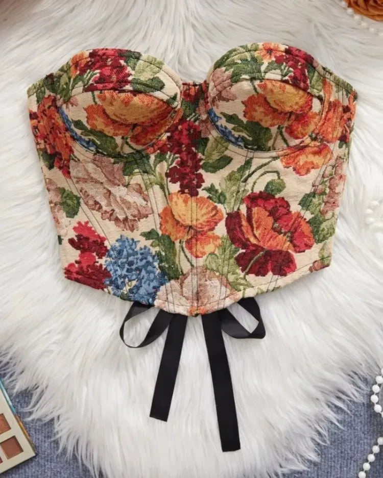 Floral Jacquard Corset