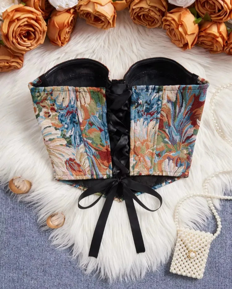 Floral Jacquard Corset