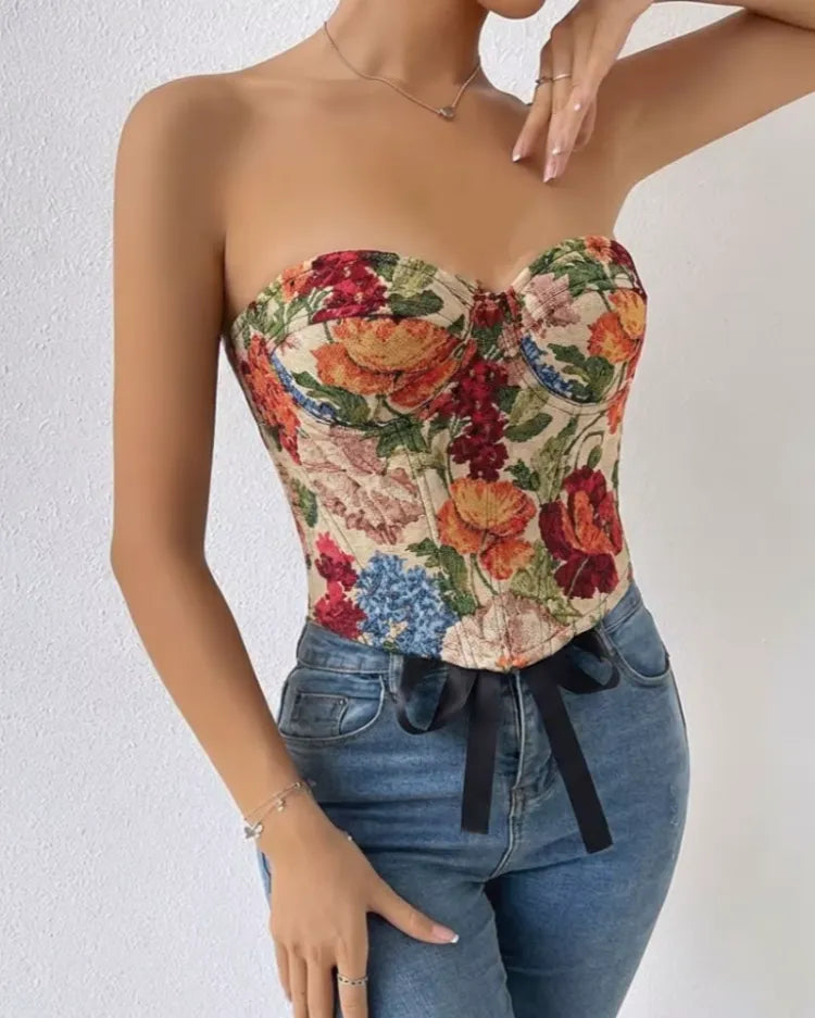 Floral Jacquard Corset